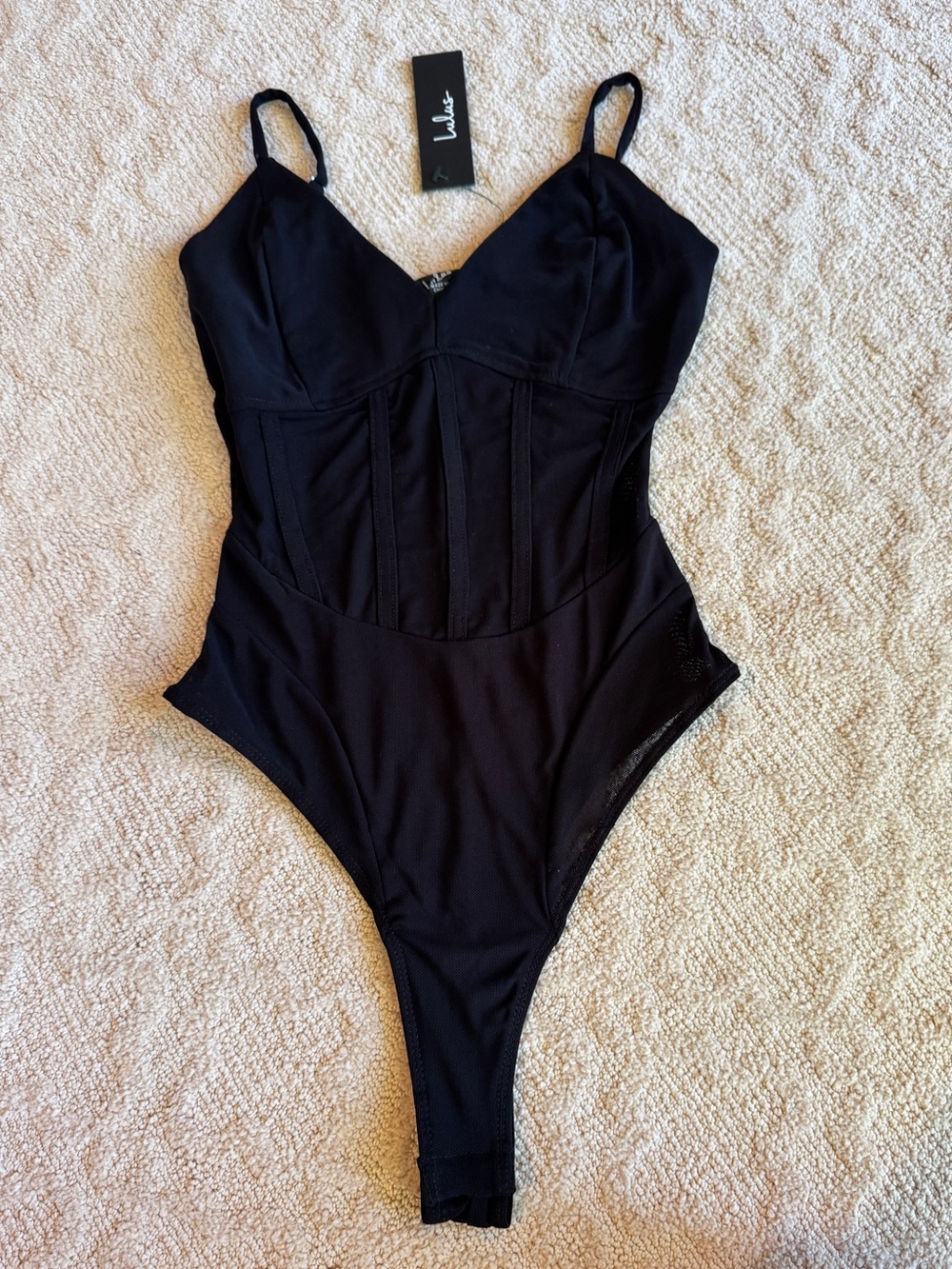 Lulu's Black Structured Corset Bodysuit